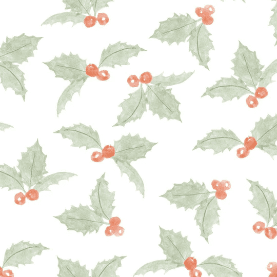 Christmas Holly Off White