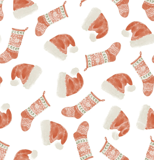 Christmas Hats And Stockings Off White