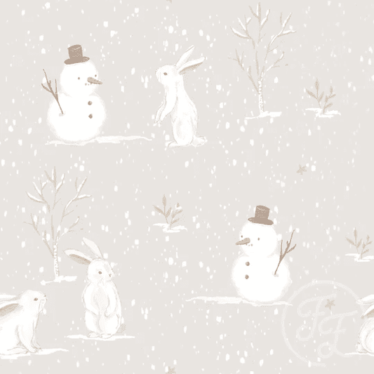 Rabbits In Winter Grey