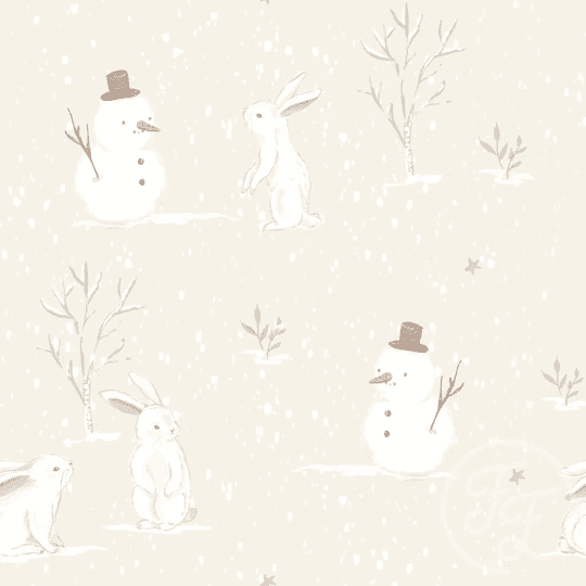 Rabbits In Winter Beige
