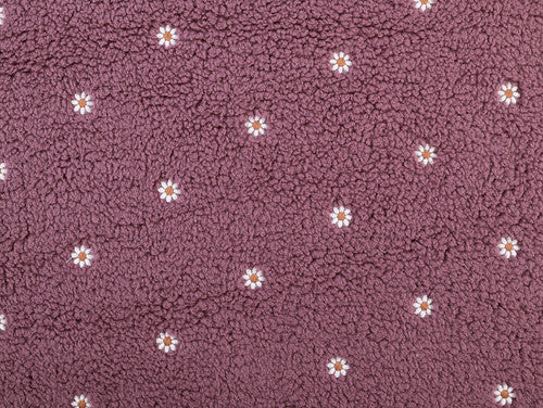 Floral Embroidered Teddy Fleece - Mauve