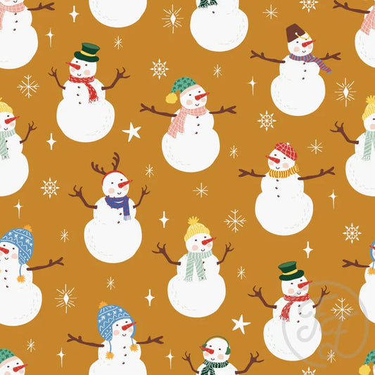 Snowman And Stars In Dull Orange