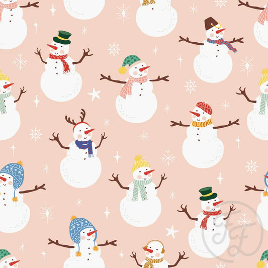 Snowman And Stars In Light Apricot