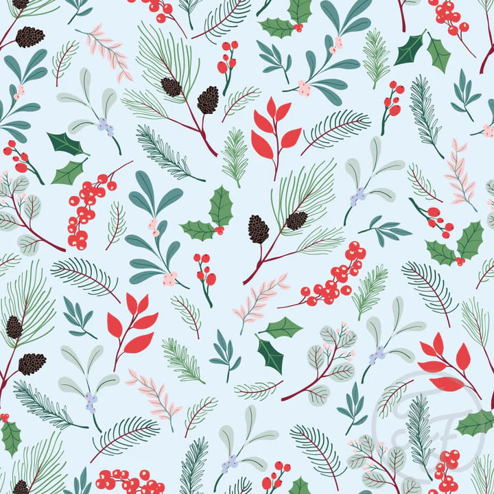 Winter Foliage In Patterns Blue