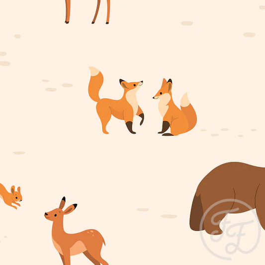 Cute Forest Animals Beige