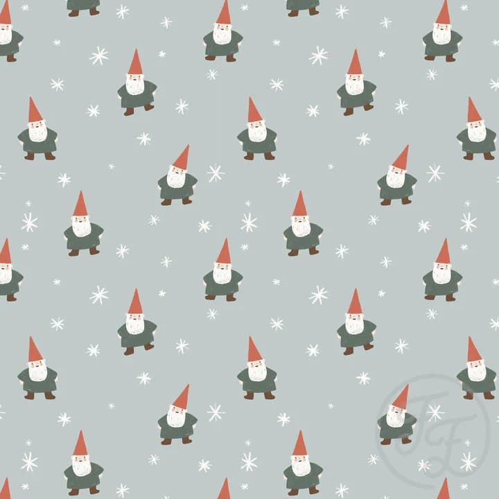 Christmas Gnome And Stars Blue Small