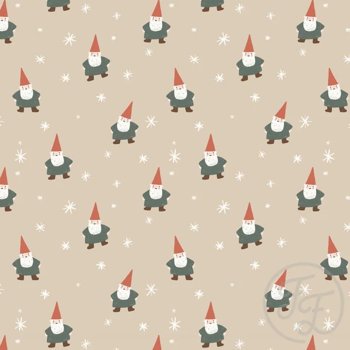 Christmas Gnome And Stars Beige Small