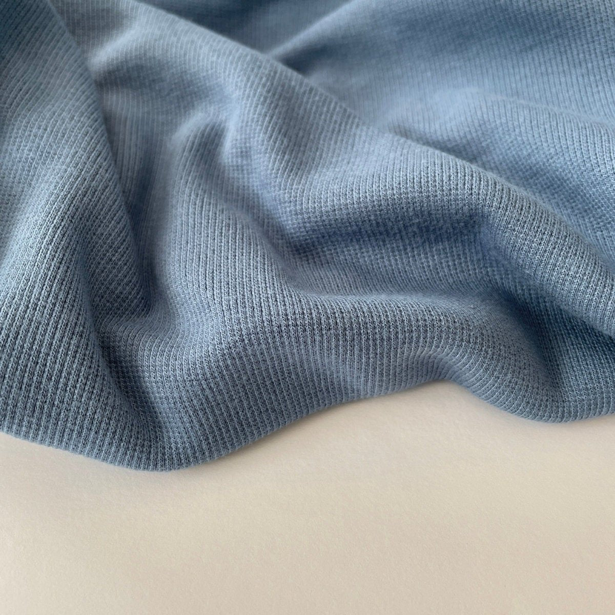 Coronet Blue Ribbing 2x2 Bamboo Cotton - Fabric - Bibs And Boots Fabric