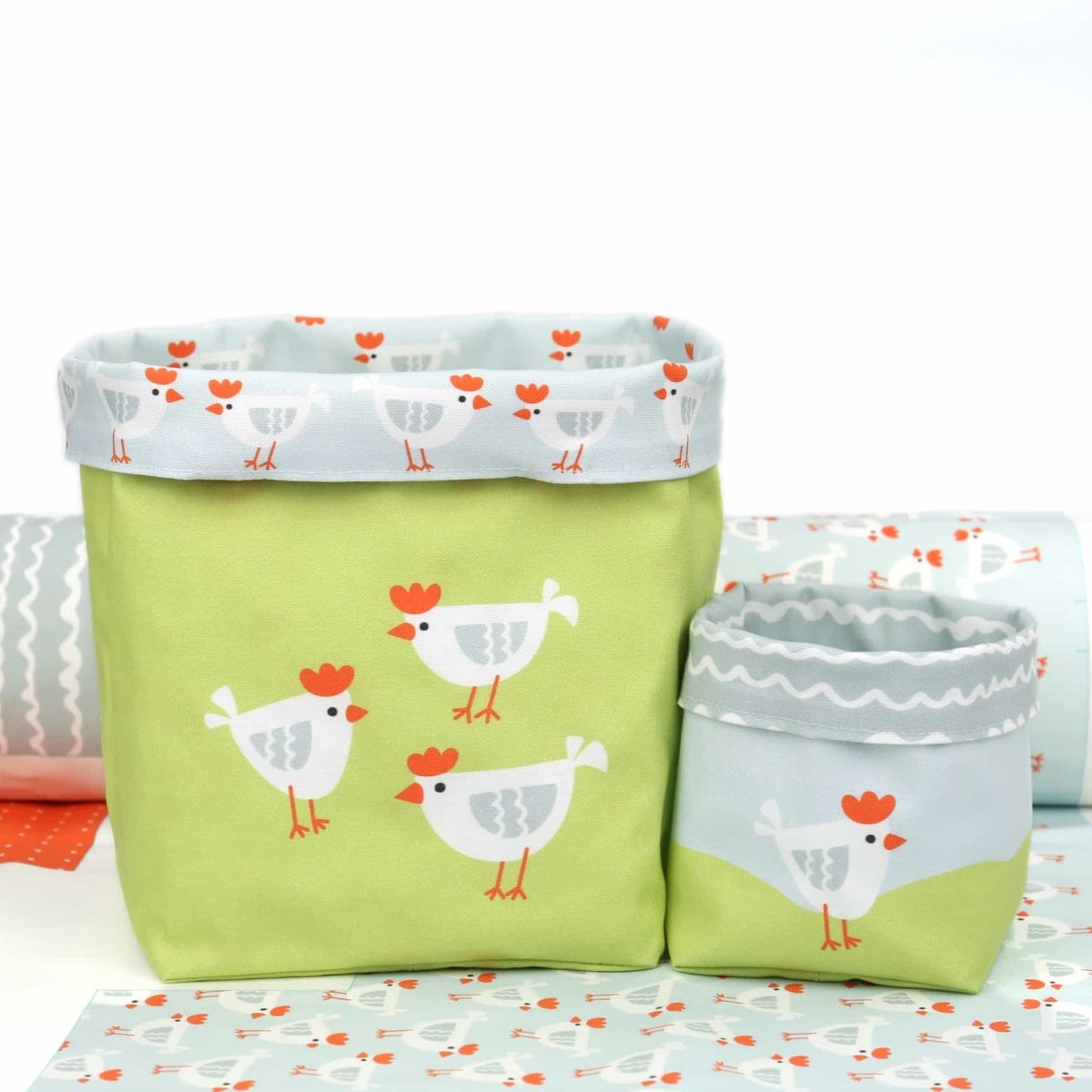 DIY Basket Set - Eggsactly Chickens - By Abby and Me - Art & Craft Kits - Bibs And Boots Fabric