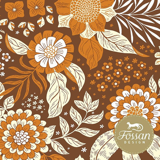 Hedvig Brown, Organic French Terry Fabric by Fossan Design - Fabric - Bibs And Boots Fabric