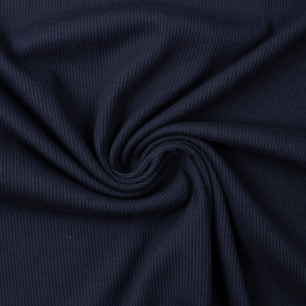 Marissa Dark Blue Rib Jersey, Oeko Tex Certified Organic by Swafing - Fabric - Bibs And Boots Fabric
