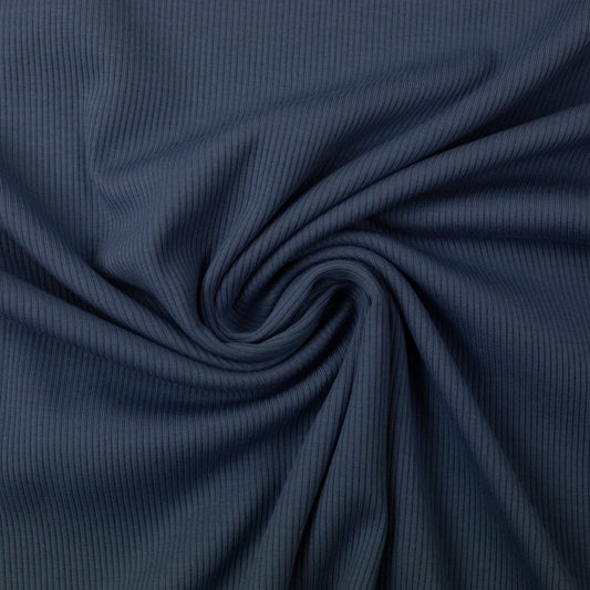 Marissa Denim Blue Rib Jersey, Oeko Tex Certified Organic by Swafing - Fabric - Bibs And Boots Fabric