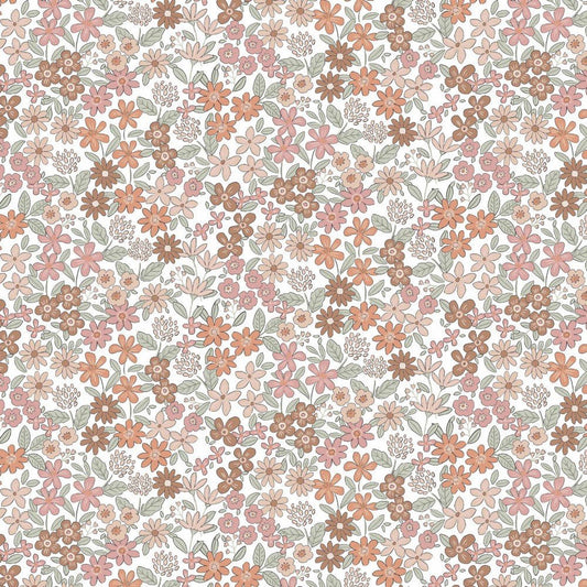 Poppy Flowers White Jersey GOTS Certified Organic - Fabric - Bibs And Boots Fabric